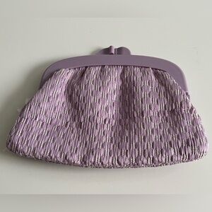 VINTAGE Purple Dot Pattern Clutch Purse Made In Italy
